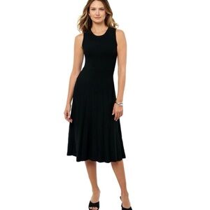 Edited by Remi Bader - Black Pleated Dress - stretchy comfy midi - NWT L Large